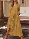 Long Sleeve Simple V-neck Maxi Dress