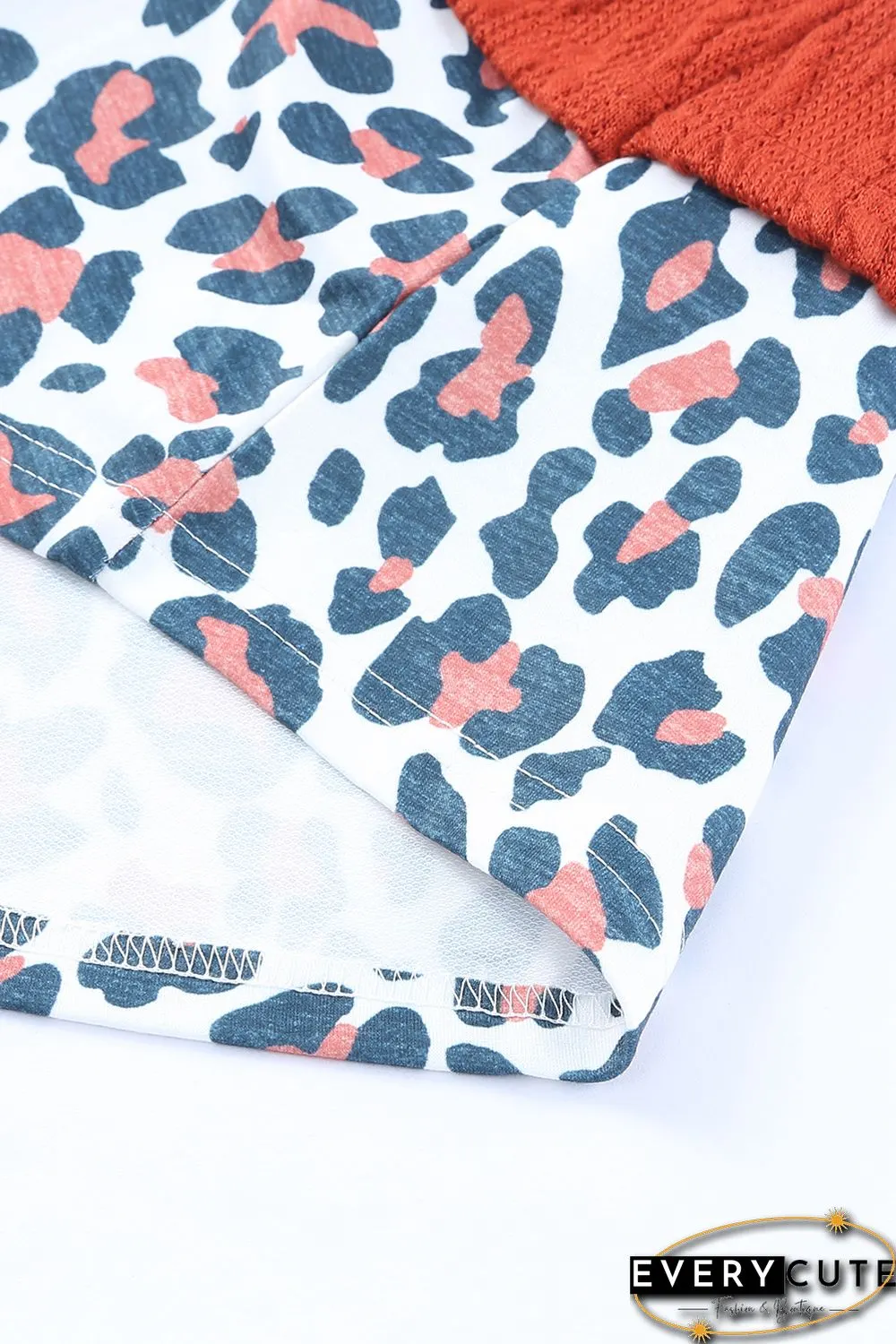 Leopard Patchwork Cowl Neck Knit Top