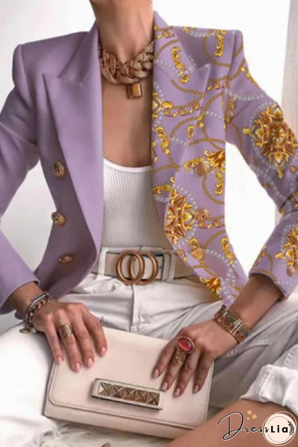 Fashion Print Casual Jacket Long Sleeve Elegant Lapel Blazers