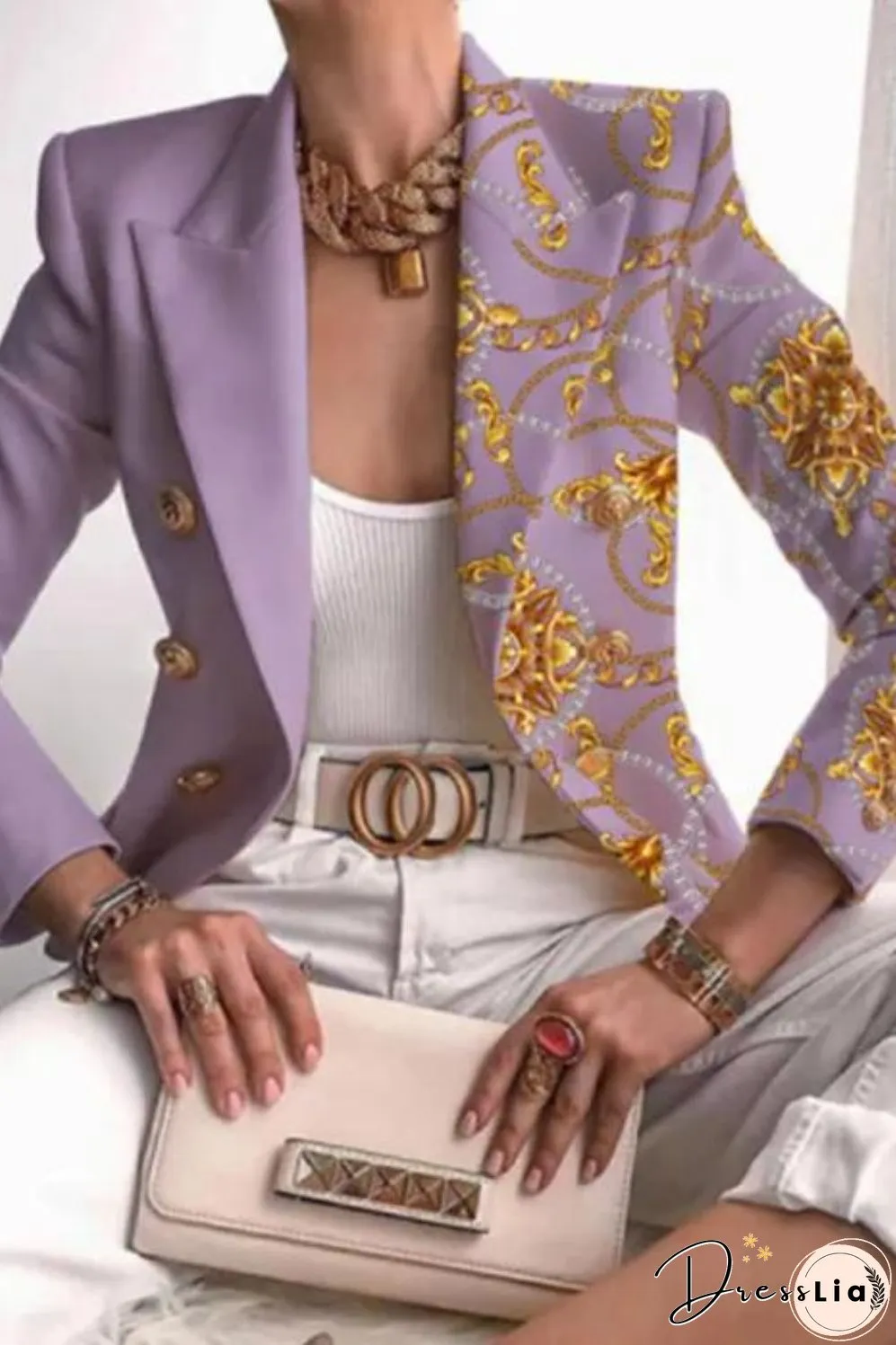 Fashion Print Casual Jacket Long Sleeve Elegant Lapel Blazers