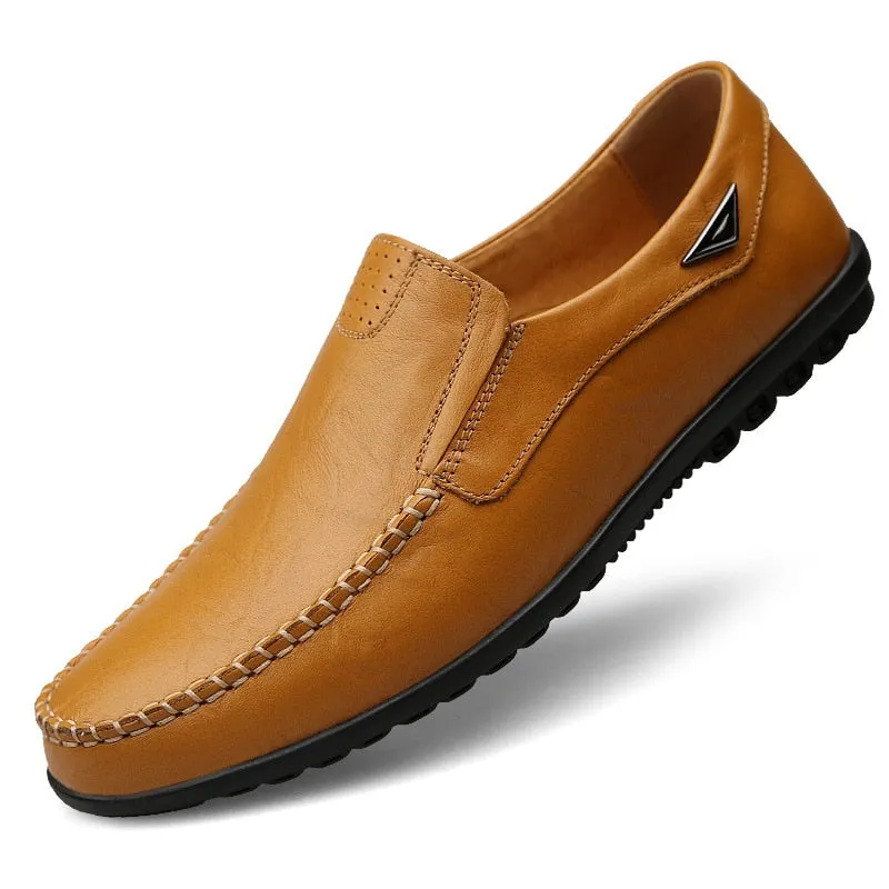 Genuine Leather Men Casual Shoes Brand 2020 Italian Men Loafers Moccasins Breathable Slip on Black Driving Shoes Plus Size 37-47