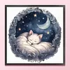White Cat On The Moon - 11CT Stamped Cross Stitch - 50*50cm