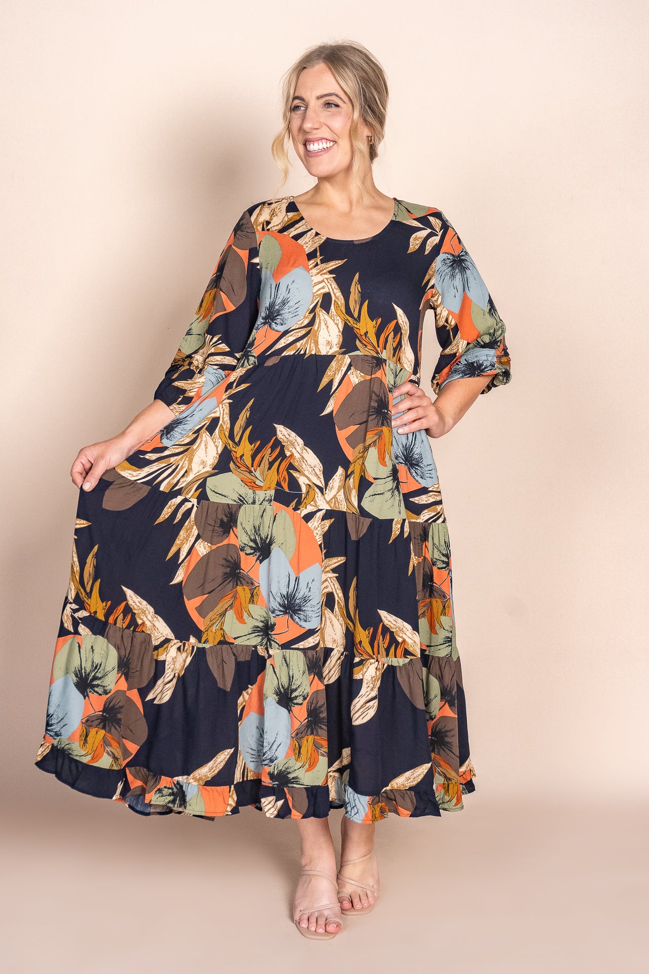 Zipporah Midi Dress in Navy