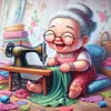 Happy Old Lady - 11CT Stamped Cross Stitch - 45*45cm