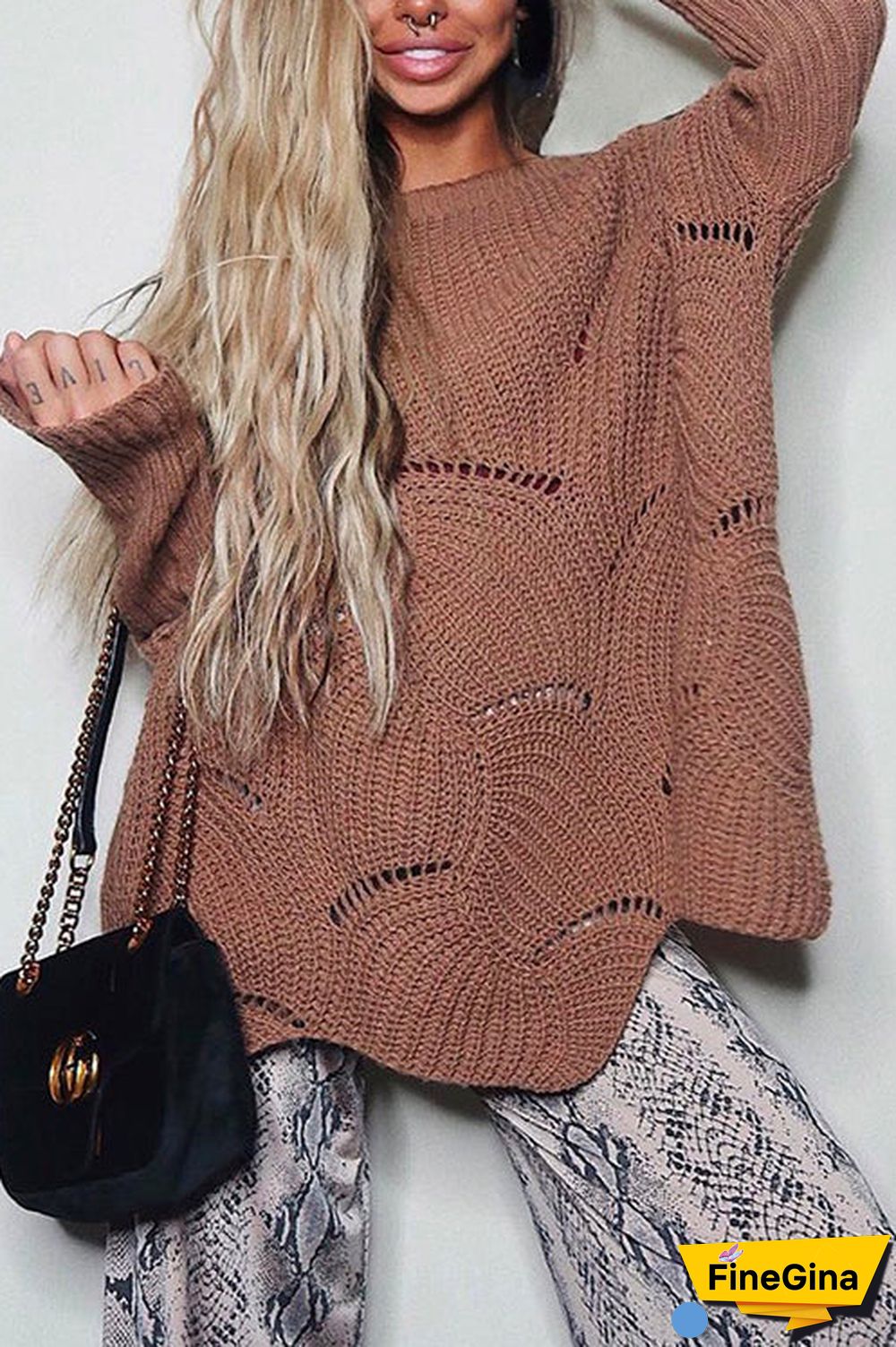 Hollow Out Batwing Sleeve Sweater