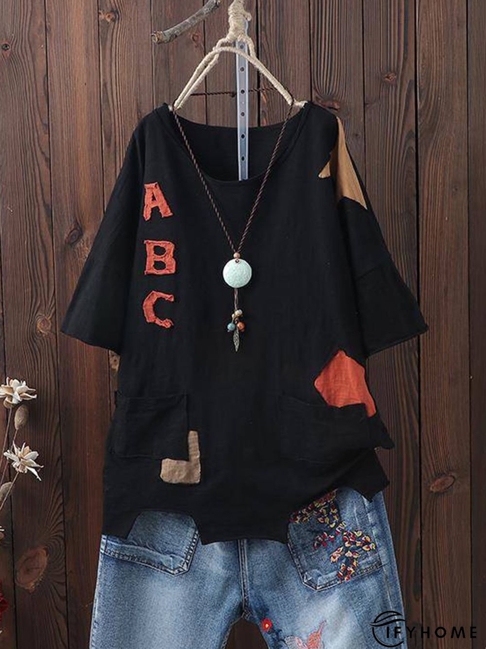 Round Neck Paneled Casual Tops | IFYHOME