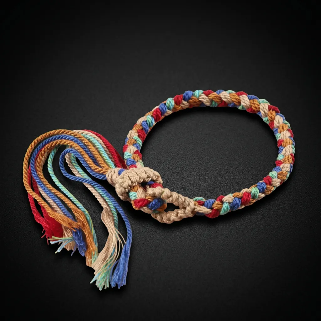 JiStones Handcrafted Tibetan Braided Bracelet - Ethnic Heritage Rope Jewelry Sacred Multi-Color Braid