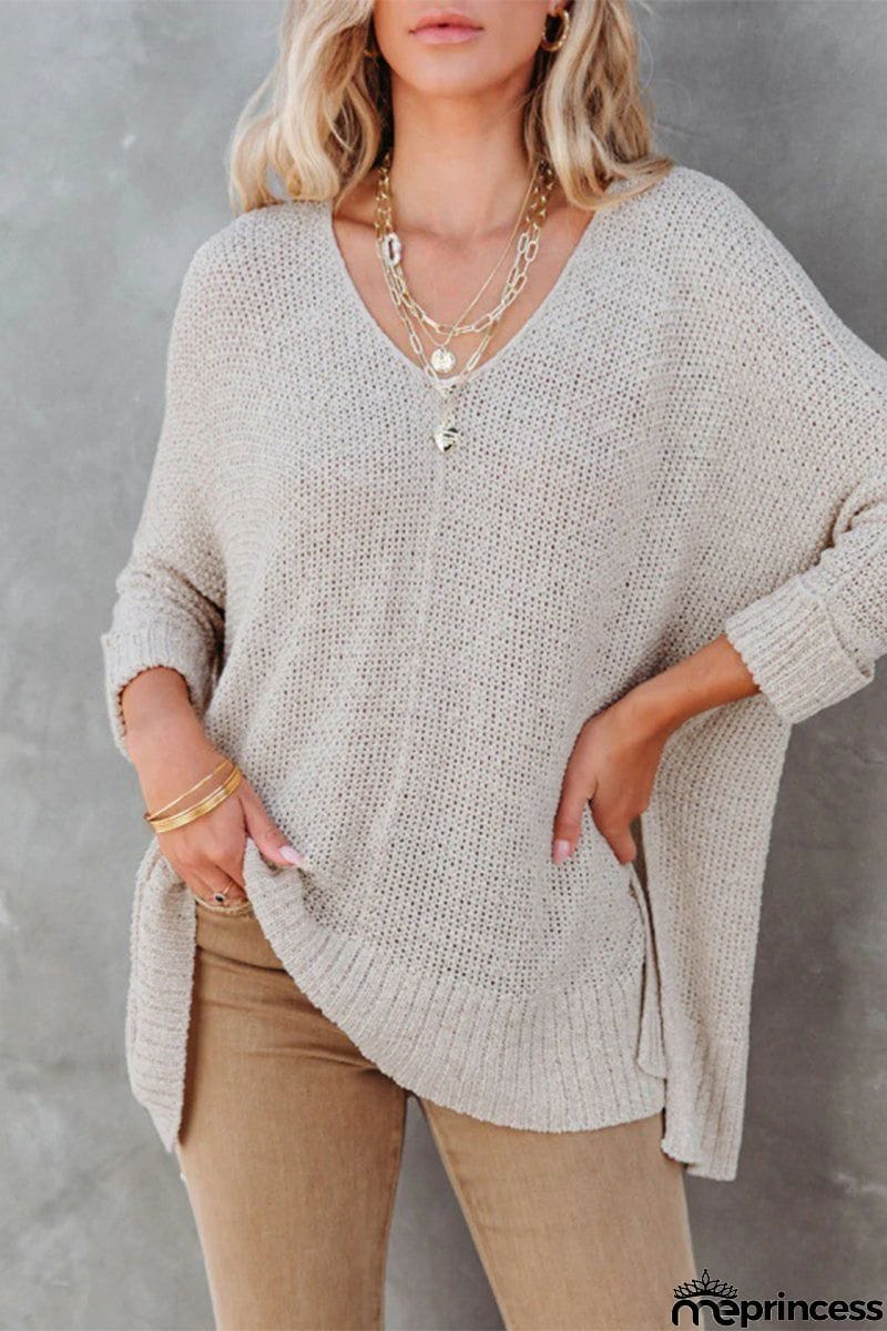 Casual Solid Color V Neck Sweaters