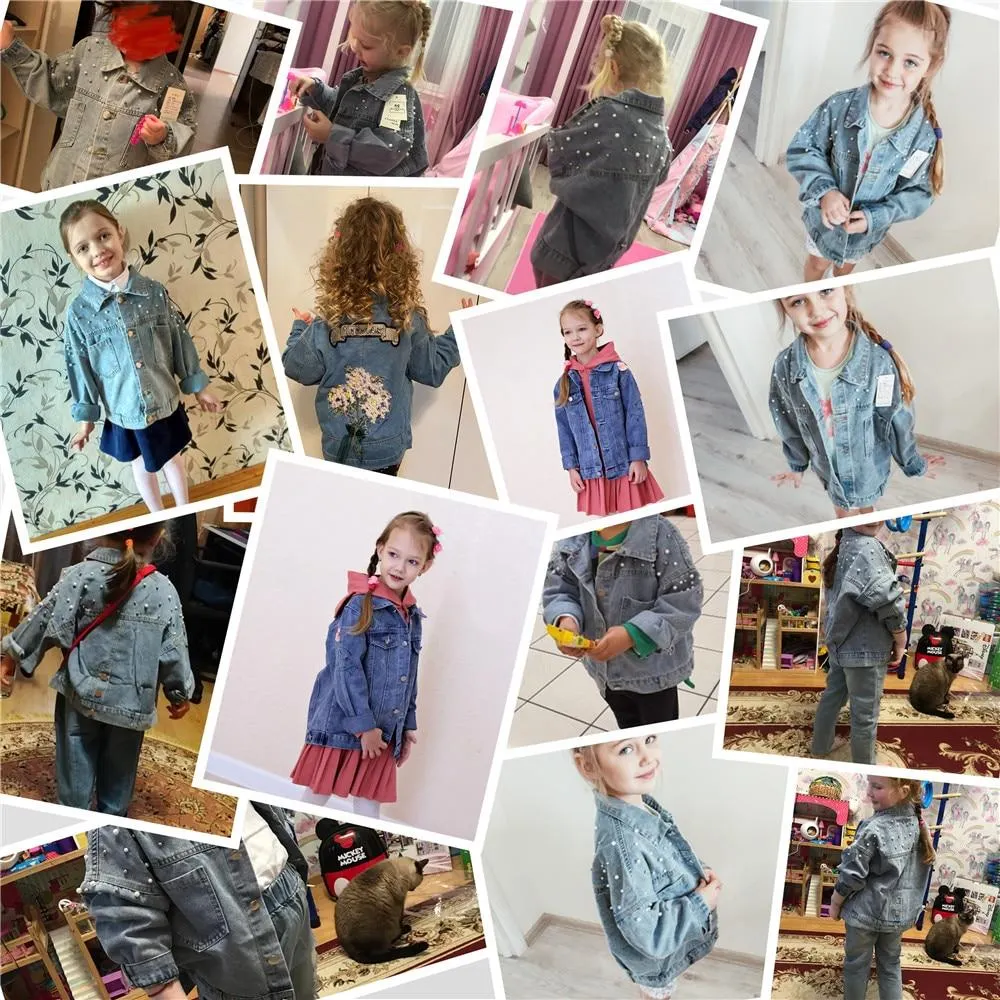 2-7T Floral Denim Jackets For Girls Toddler Kid Baby Girl Spring Clothes Long Sleeve Cute Sweet Back Flower Print Coat Outwear