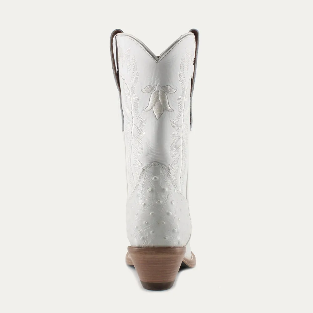 White Snip Toe Chunky Heel Embroidered Pull On Cowgirl Boots