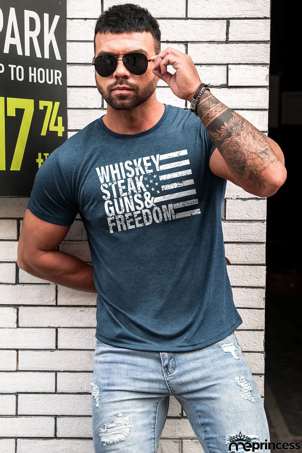 USA Flag Print Men's Tee