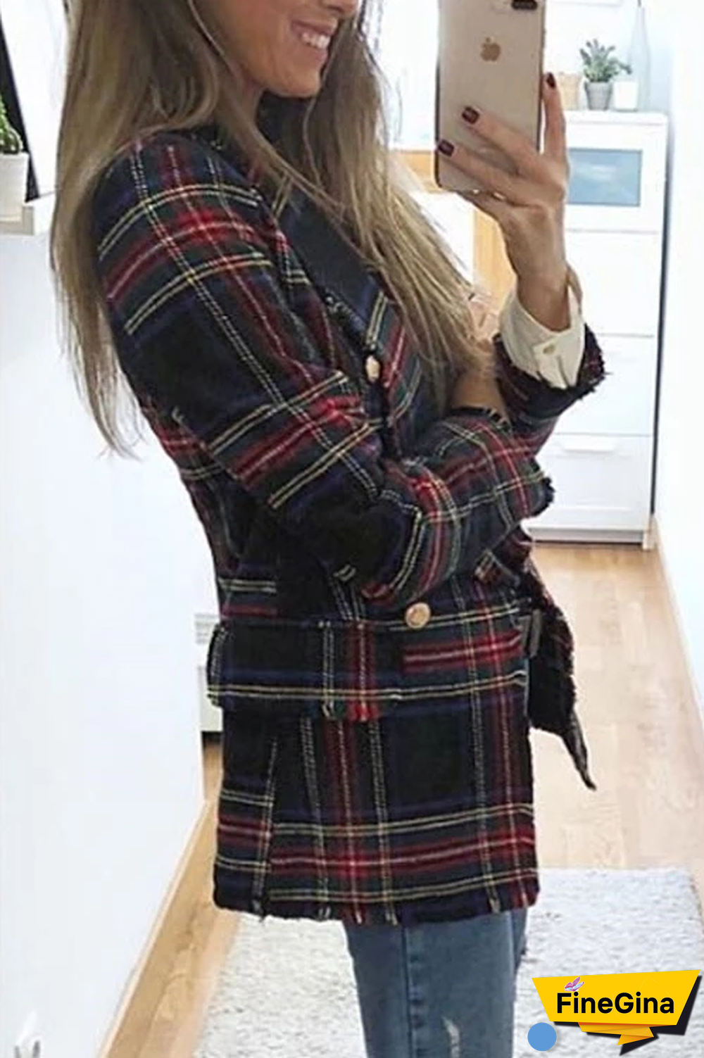 Plaid British Style Cardigan