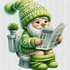 (Small Size)Gnome Goes To Toilet - 18CT Stamped Cross Stitch - 25*25cm