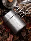 2Pcs Outdoor Camping Cookware Set with Folding Handle 304 Stainless Steel Pot