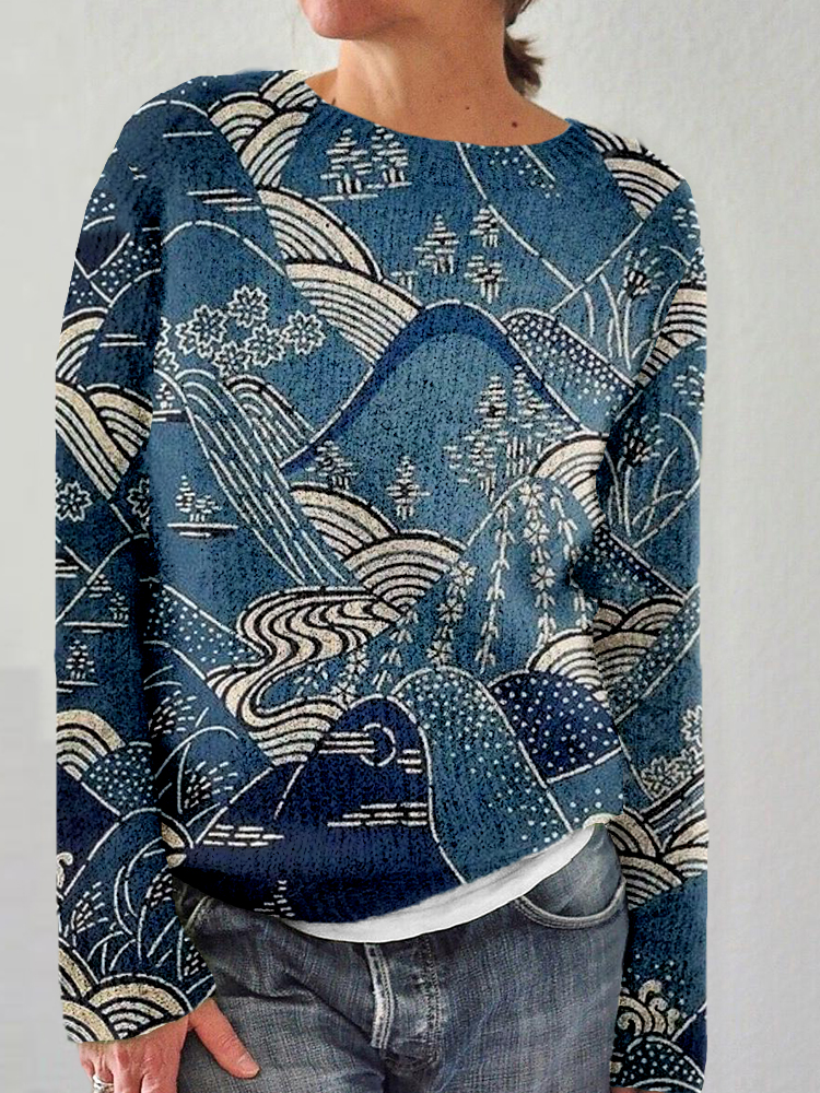Japanese Washi Paper Art Graphic Comfy Sweater