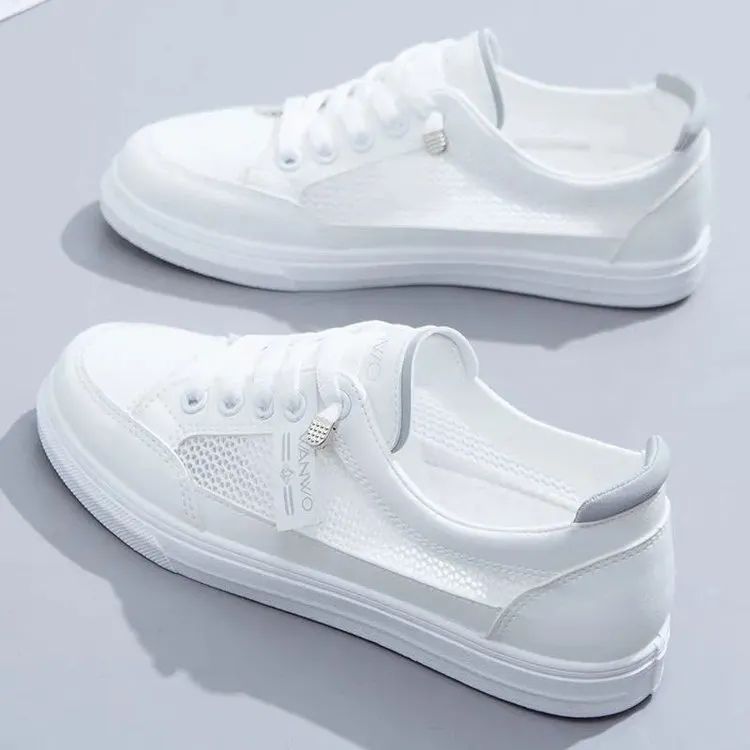 Churchf Churchf Summer New Mesh Breathable Single Shoes Female Students Flat Casual Shoes Round Head Good Match Sports Small White Shoes Female