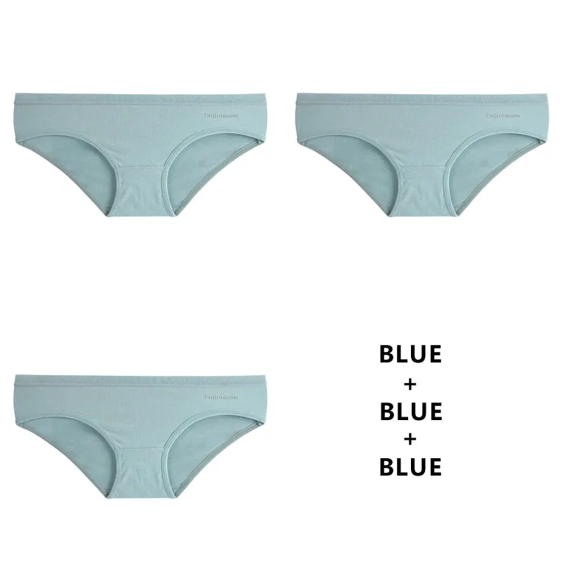 TERMEZY 3PCS Women Sexy Panties Cotton Underwear Solid Briefs Girls Low-waist Lingerie G String Soft Breathable Intimates XXS-L
