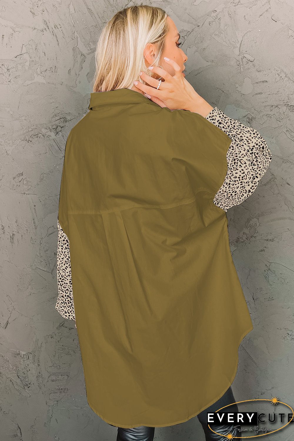 Patchwork Drop Shoulder High Low Long Sleeve Shirt