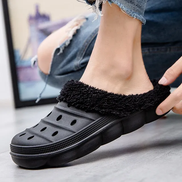 Men Women Winter Slippers Men Indoor Warm Fur Plush Slippers House Bedroom Flat Shoes Anti-skid Home Couple Slippers Casual Shoe