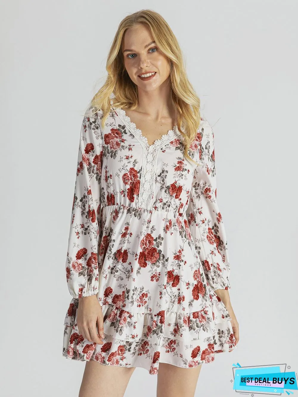 Casual V Neck Weaving Dress