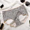Ice silk seamless large size satin leopard print briefs