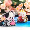 2Pcs Strawberry Cat Bead Cross Stitch Keychain Mosaic Beads Embroidery Keyring
