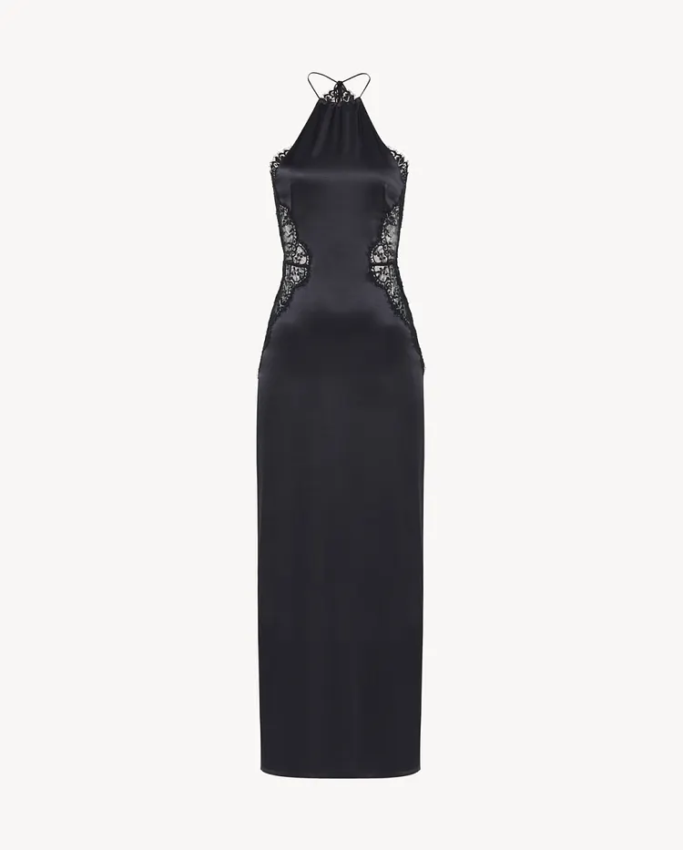 Black Silk Halter Nightdress