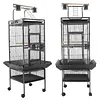 [US Local Warehouse] 60 Inch Large Bird Cage with Play Top and Rolling Stand Metal Parakeet Cage