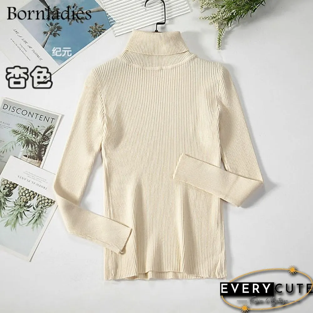 Bornladies Basic Turtleneck Women Sweaters Autumn Winter Tops Slim Women Pullover Knitted Sweater Jumper Soft Warm Pull