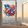 National Flag and Flowers DIY Acrylic Diamond Painting Hanging Kit Special Shape Crystal Rhinestone Art Pendants Single Side Drill for Adults Gift Home Wall Or Window Decor