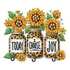 (US Local)Wooden Special Shaped Leopard Print Sunflowers Diamond Art Craft Wall Hooks