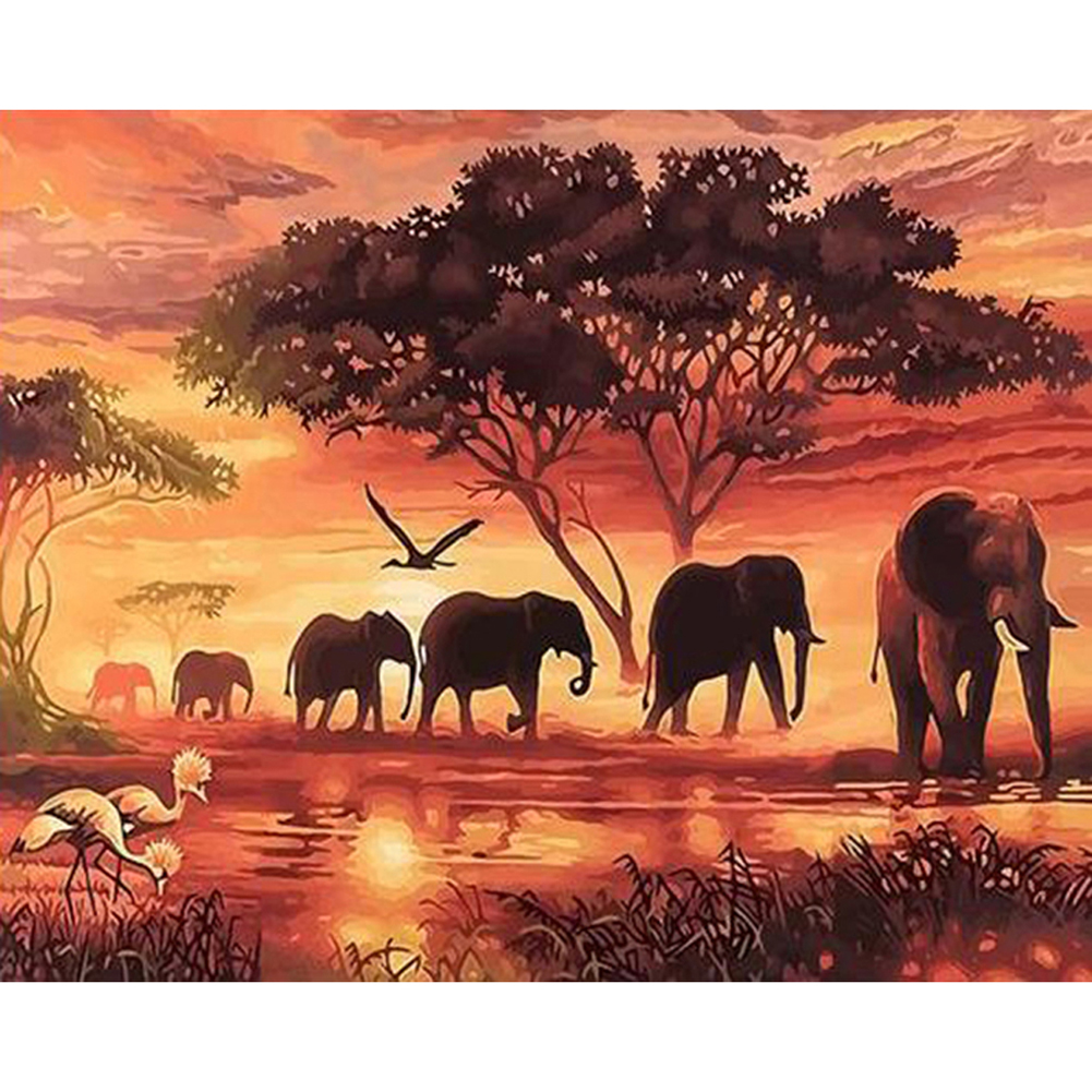 Elephant Herd-Paint by Numbers-30*40cm/40*50cm