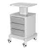 [US Local Warehouse] Medical Cart with 3 Drawers & 4 Wheels & 1 Top Tray Rolling Cart 66 LBS Load Salon Trolley for Hospital Office Bedroom Clinic