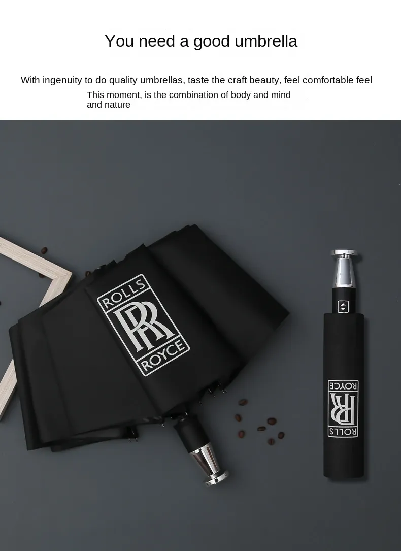  VIP business folding 10-bone black plastic umbrella