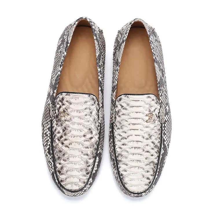 Python leather shoes for men - comfortable driving shoes, Luxury casual shoes, soft-soled, lazy high-end one-piece slip-on moccasin shoes