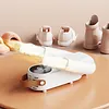 The shoe drying machine is foldable and retractable. The intelligent blue light dehumidification shoe drying device can deodorize, automatically shut down and time, with folding design and intelligent panel