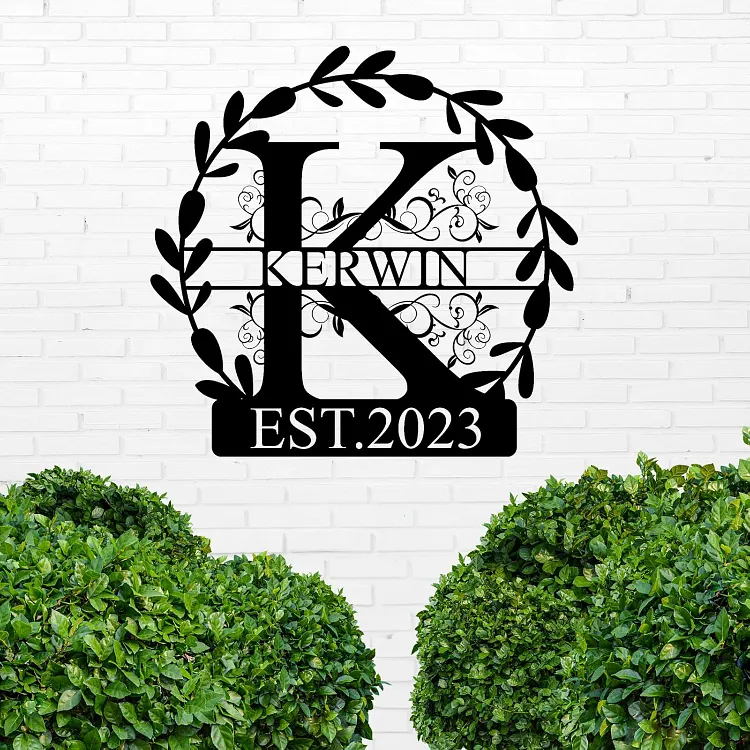 Custom Metal Signs with Last Name Date Personalized Metal Name Sign Customized Established Family Name Sign Outdoor Sign Wall Art Split Letter Monogram Wall Decor Wedding Housewarming Gift