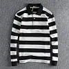 Retro Striped Washed Terry Casual Lapel Long-Sleeved Polo Shirt
