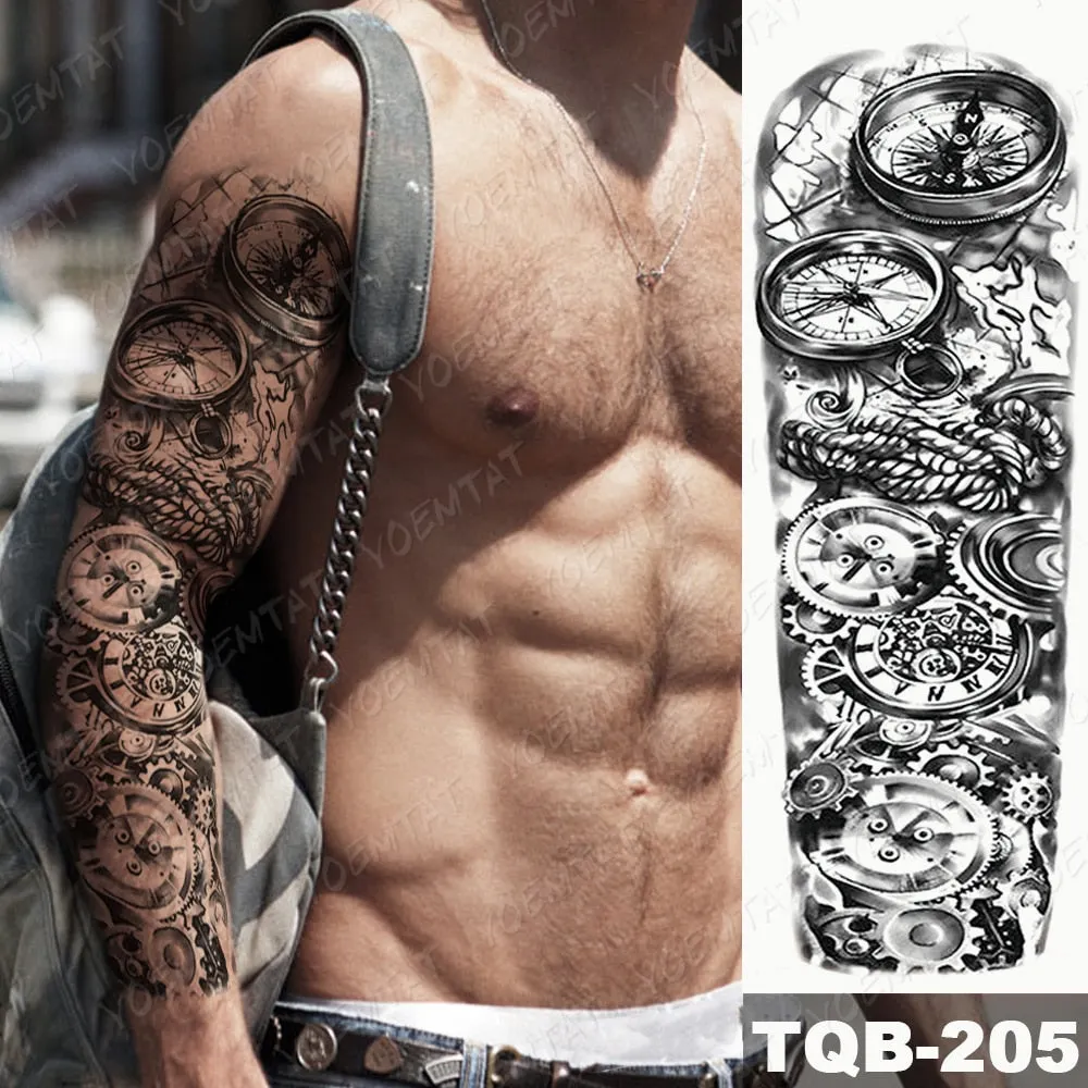 Large Arm Sleeve Tattoo Owl Angel Rose Waterproof Temporary Fake Tatoo Sticker Skull Fox Wings Men Women Full Totem Tatto Artes