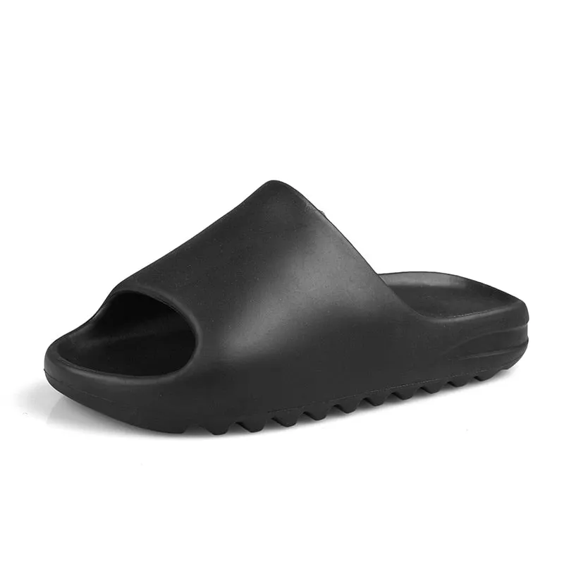 Men's Summer Slides Breathable Cool Beach Slippers Fish Mouth Flip Flops Men Sandals Lightweight Bone White  Plus Size 35-46