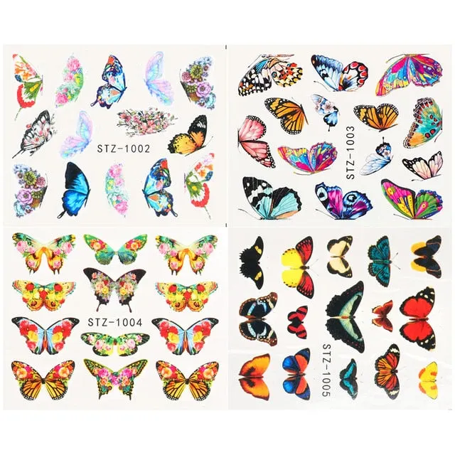 Nail Stickers 4Pcs/Set Water Transfer Multiple Colors Butterfly Designs Nail Decal Decoration Tips For Beauty Salons-Nail Inspo