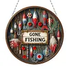 (US Local)DIY Outdoor Fishing Diamond Art Pendant Window Hanging Art for Home