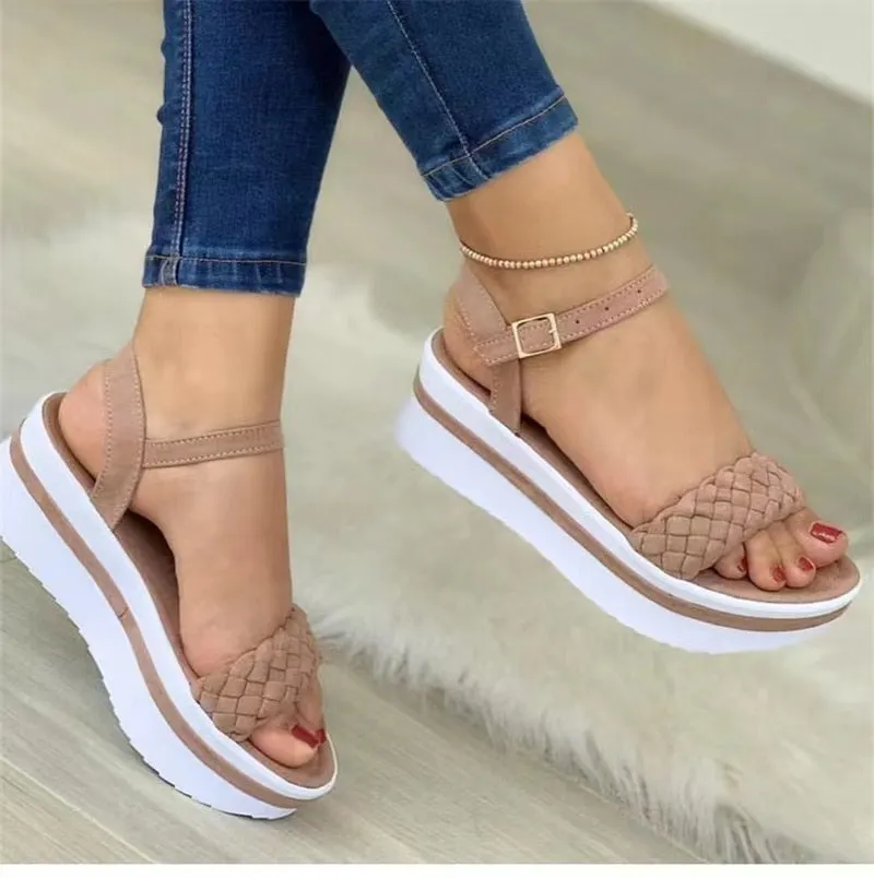 New Women Sandals Summer  Fashion Peep Toe Flip Flops Buckle Non-slip Platform Sandals Woman Sandalia Feminina Plus Size 35~43