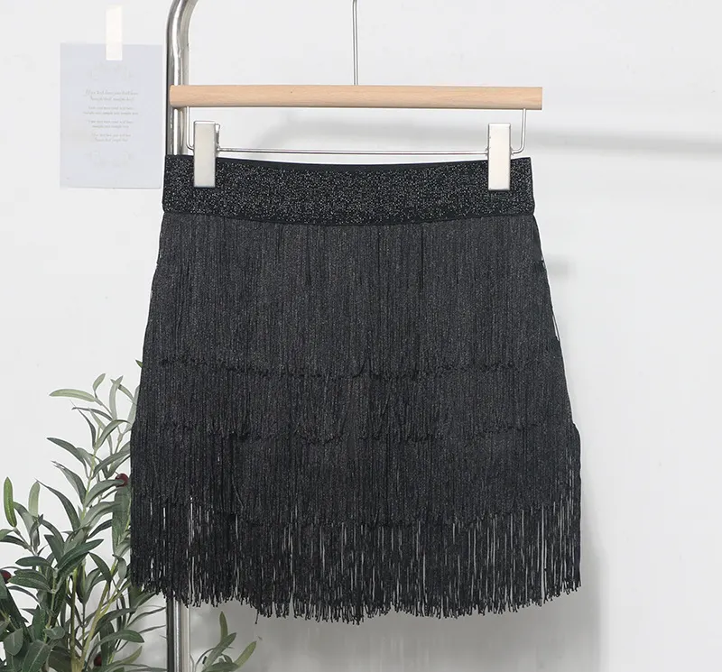 Churchf Shiny Tassel Dress Girl Autumn Design Small Babes Dance Irregular A Short Skirt 9039