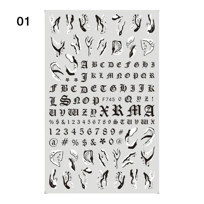 Harunouta Gold Flower Leaves Water Decals Slider Lines Geometrics Spring Summer Nail Art Transfer 3D Stickers DIY Watermarks-Nail Inspo