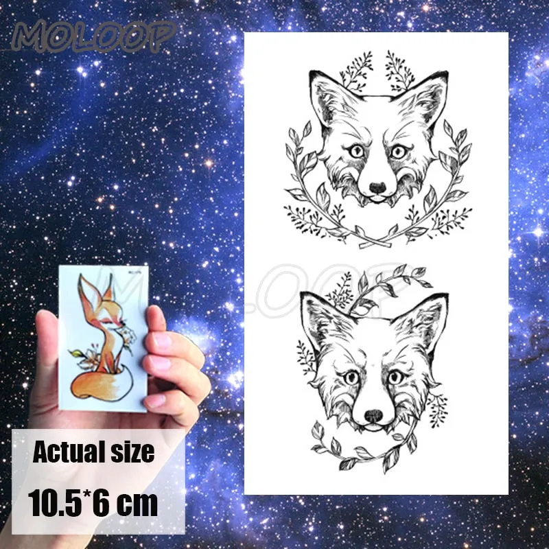 Tattoo Sticker Little Half Face Cat Element Small Animal Flower Water Transfer Temporary Fake Body Art Tatoo for Kid Girl Boy