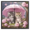 Kitten Holding Umbrella With Flowers - 11CT Stamped Cross Stitch - 40*40cm - Cat