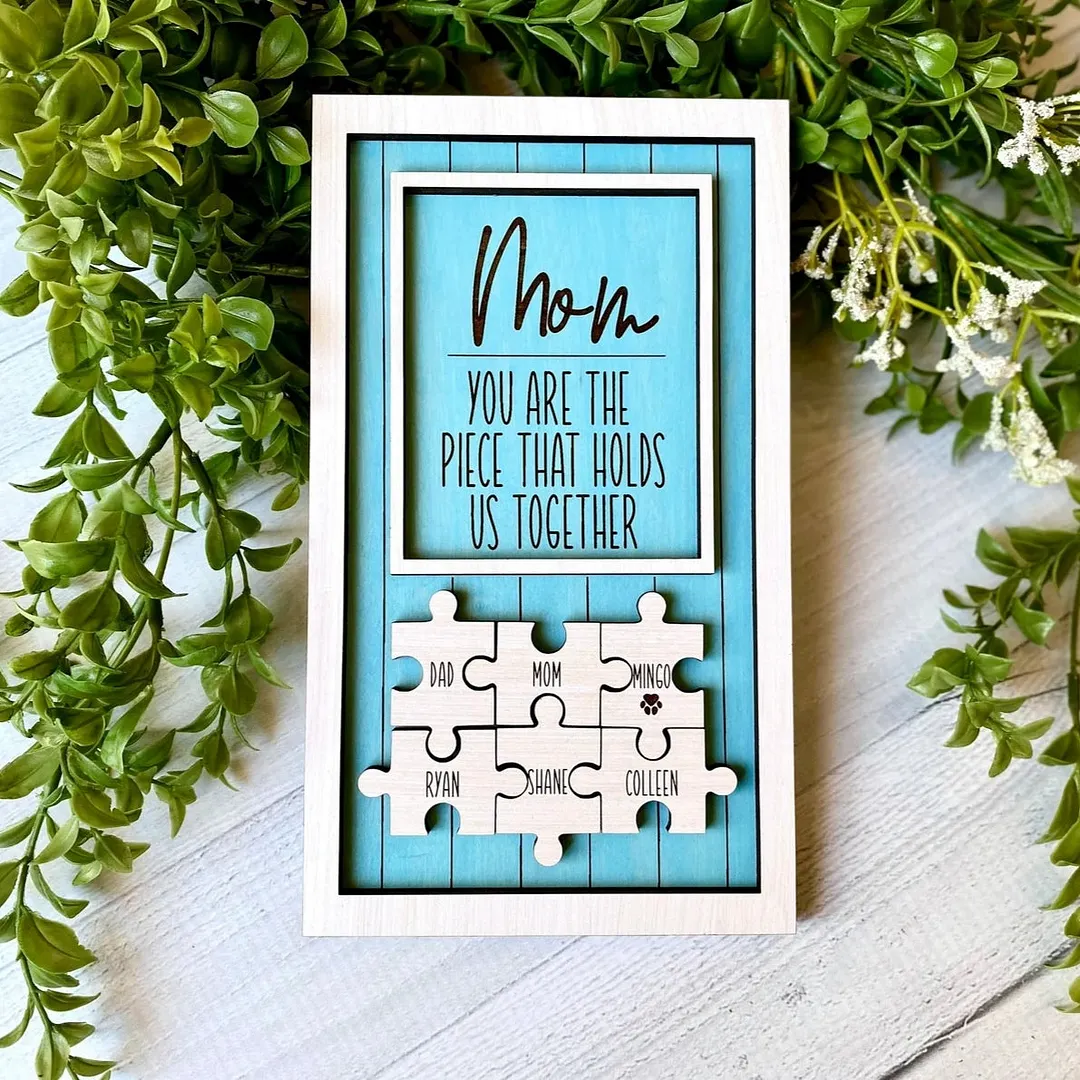 Personalized Rectangle Wooden Puzzle Frame Gift for Mom