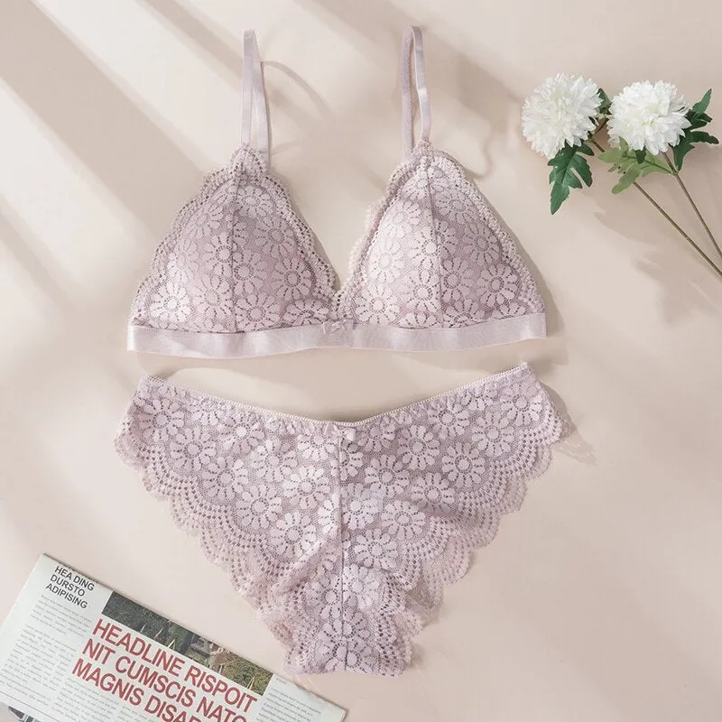 Beauty Back Sexy Bra Set Underwear Lace Push-up Bra and Panty Set Female Brassiere Yellow Flower Embroidery Lingerie Set