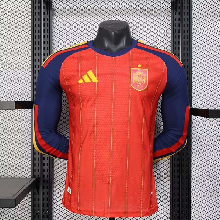 2026-27 World Cup Spain Home Long-Sleeve T-Shirt - Player Version